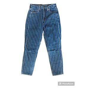 American Eagle High Rise Mom Jean Carpenter Painter Stripe Size 0 SHORT